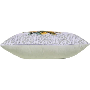Poszewka dekoracyjna 43x43 biała, w zielony ornament i cytryny