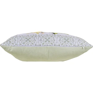 Poszewka dekoracyjna 43x43 biała, w zielony ornament i cytryny