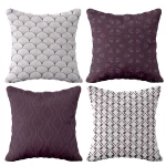 Poszewka dekoracyjna 43x43 fioletowa, w geometryczny motyw