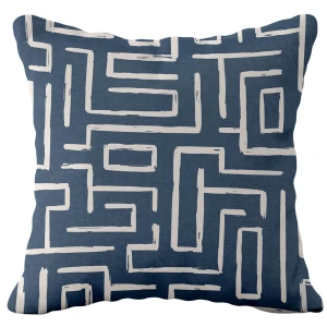 Poszewka dekoracyjna 43x43 niebieska, w kremowe ornament