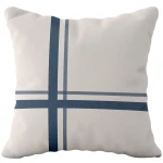 Poszewka dekoracyjna 43x43 kremowa, w niebieskie pasy