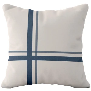 Poszewka dekoracyjna 43x43 kremowa, w niebieskie pasy