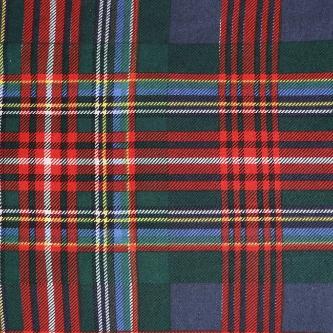 Pościel flanelowa 220x200 Glen, zielona w czerwoną kratę, Flanelove