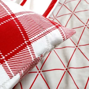 Pościel flanelowa 160x200 Skandia Red, czerwona w białą kratę, Flanelove