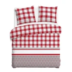 Pościel flanelowa 220x200 Skandia Red, czerwona w białą kratę, Flanelove