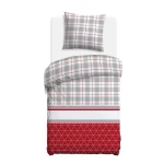 Pościel flanelowa 140x200 Skandia White, czerwona w białą kratę, Flanelove