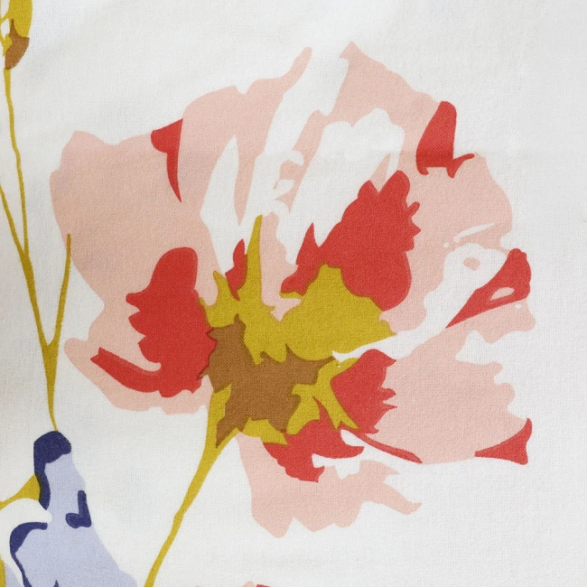 Pościel flanelowa 140x200 Bellis White, biała w kolorowe kwiaty, Flanelove