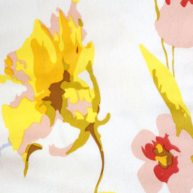 Pościel flanelowa 140x200 Bellis White, biała w kolorowe kwiaty, Flanelove