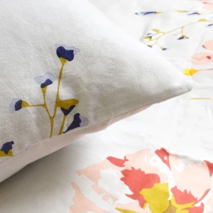 Pościel flanelowa 140x200 Bellis Grey, szara w kolorowe kwiaty, Flanelove