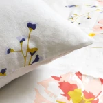 Pościel flanelowa 160x200 Bellis Grey, szara w kolorowe kwiaty, Flanelove