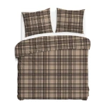 Pościel flanelowa 220x200 Manhattan Brown, brązowa w kratę, Flanelove