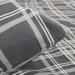 Pościel flanelowa 220x200 Manhattan Grey, szara w białą kratę, Flanelove