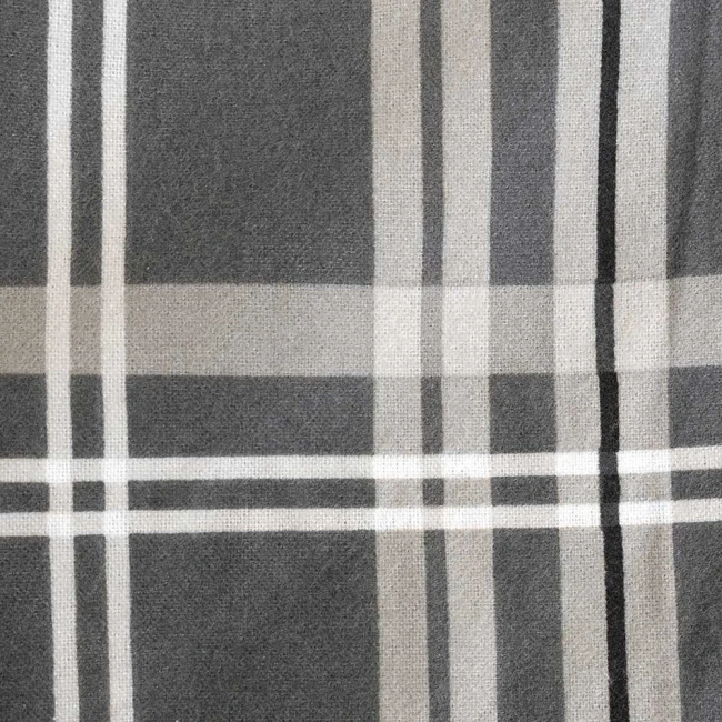 Pościel flanelowa 220x200 Manhattan Grey, szara w białą kratę, Flanelove