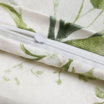 Pościel flanelowa 180x200 Selena Green, kremowa w zielone liście i kwiaty, Flanelove