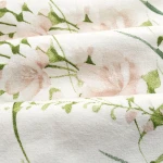 Pościel flanelowa 180x200 Selena Green, kremowa w zielone liście i kwiaty, Flanelove