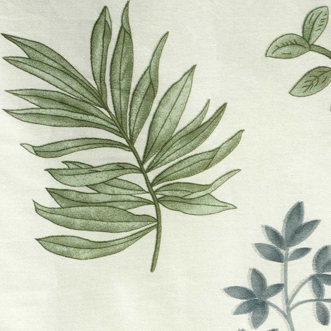 Pościel satyna bawełniana 180x200 Verbena zielona w kolorowe kwiaty i liście, Satynlove
