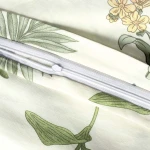 Pościel satyna bawełniana 220x200 Verbena zielona w kolorowe kwiaty i liście, Satynlove