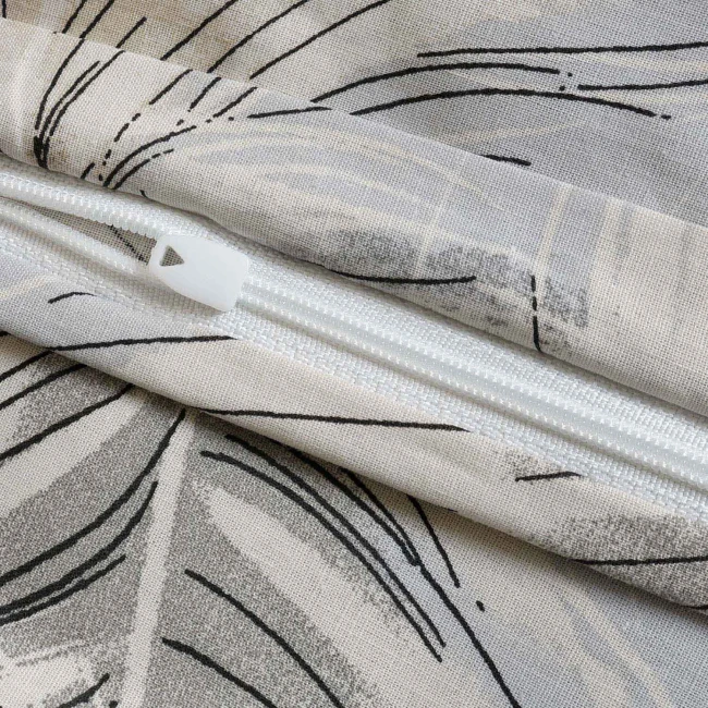 Pościel bawełniana 180x200 Piuma szara w beżowe pióra, Cottonlove