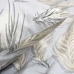 Pościel bawełniana 220x200 Piuma szara w beżowe pióra, Cottonlove