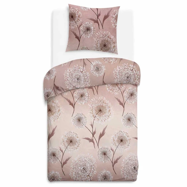 Pościel bawełniana 140x200 Blush beżowa w dmuchawce, Cottonlove