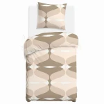Pościel bawełniana 140x200 Forma Sand beżowa w geometryczny wzór, Cottonlove