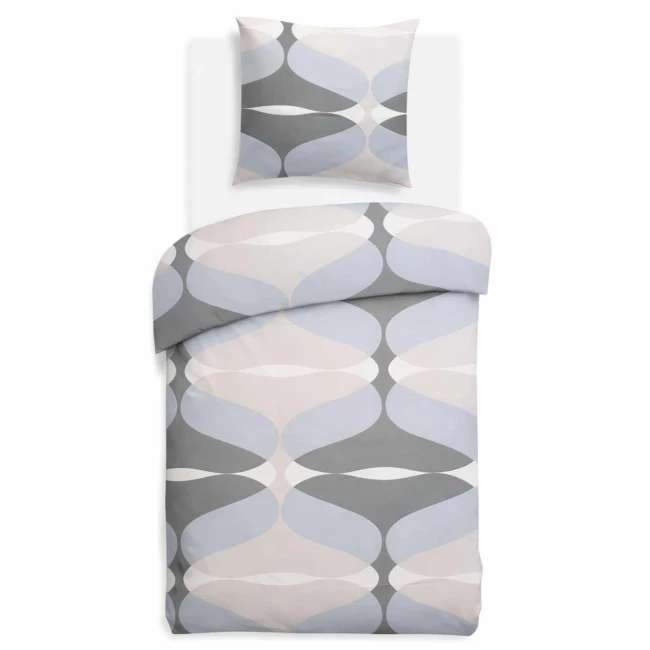 Pościel bawełniana 140x200 Forma Stone szara w geometryczny wzór, Cottonlove