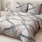 Pościel bawełniana 220x200 Flow szara w falujące linie, Cottonlove