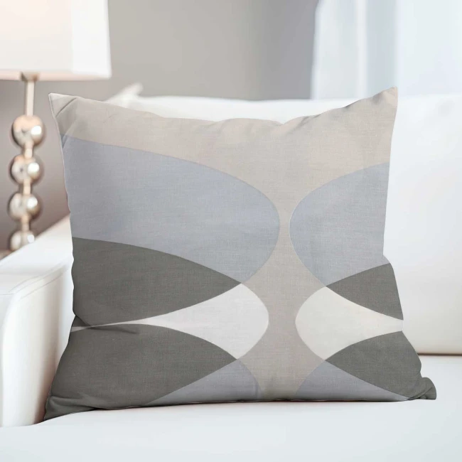 Poszewka dekoracyjna bawełniana 40x40 Forma Stone szara w geometryczny wzór, Cottonlove