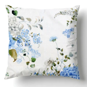 Poszewka flanelowa 40x40 Amelia Blue, biała w niebieskie kwiaty, Flanelove
