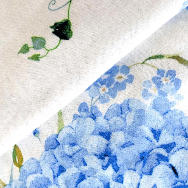 Poszewka flanelowa 40x40 Amelia Blue, biała w niebieskie kwiaty, Flanelove