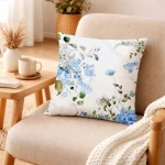 Poszewka flanelowa 40x40 Amelia Blue, biała w niebieskie kwiaty, Flanelove