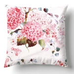 Poszewka flanelowa 40x40 Amelia Pink, biała w różowe kwiaty, Flanelove