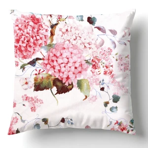Poszewka flanelowa 40x40 Amelia Pink, biała w różowe kwiaty, Flanelove