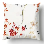 Poszewka flanelowa 40x40 Kamelia, biała w kolorowe kwiaty, Flanelove
