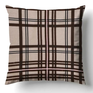 Poszewka flanelowa 40x40 Manhattan Brown, brązowa w kratę, Flanelove
