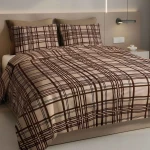 Poszewka flanelowa 40x40 Manhattan Brown, brązowa w kratę, Flanelove