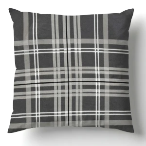 Poszewka flanelowa 40x40 Manhattan Grey, szara w białą kratę, Flanelove