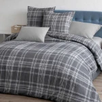 Poszewka flanelowa 40x40 Manhattan Grey, szara w białą kratę, Flanelove