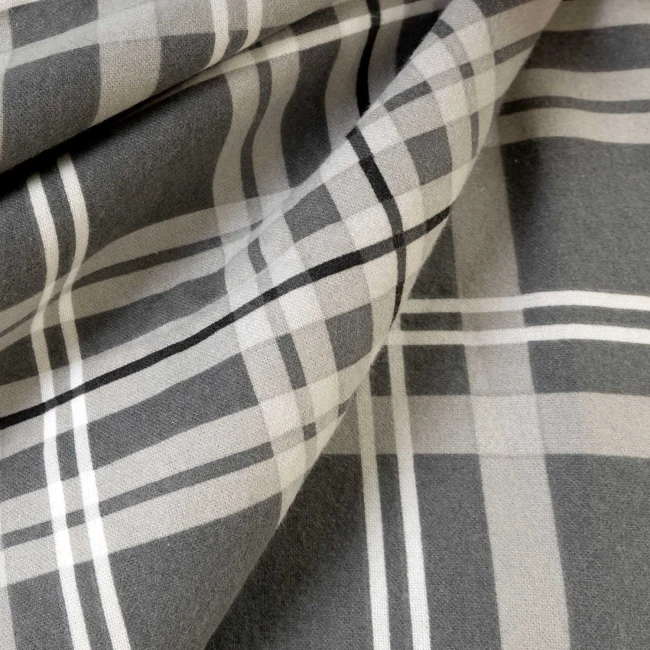 Poszewka flanelowa 40x40 Manhattan Grey, szara w białą kratę, Flanelove
