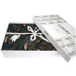 Pościel satyna bawełniana 160x200 Puerto, czarna w kolorowe kwiaty, liście i ptaki, Luxury Premium