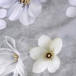 Pościel satyna bawełniana 160x200 Solara, szara w białe kwiaty, Luxury Premium