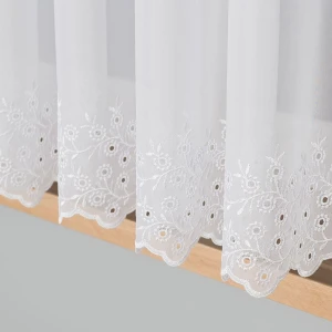 Firanka haftowana ze wzorem pasowym, wysokość 160cm, kolor 001 biały