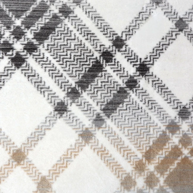 Koc bawełniany 150x200 Aspen w kratę z frędzlami, beżowy i szary