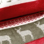 Koc bawełniany 150x200 Christmas, świąteczny, w renifery, czerwony, zielony i biały