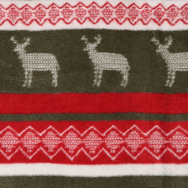 Koc bawełniany 150x200 Christmas, świąteczny, w renifery, czerwony, zielony i biały