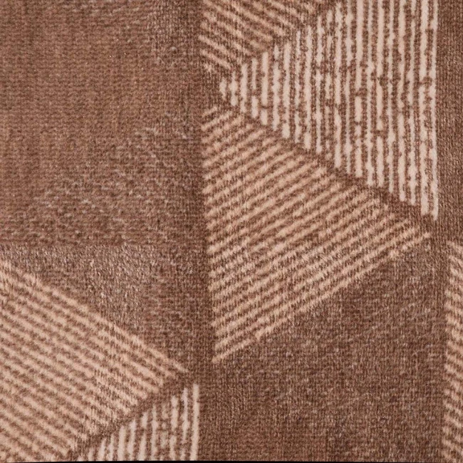 Koc bawełniany 150x200 Arden w geometryczny wzór z frędzlami, brązowy i kremowy
