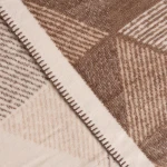 Koc bawełniany 150x200 Arden w geometryczny wzór z frędzlami, brązowy i kremowy
