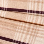 Koc bawełniany 150x200 Celine w jasną kratę i kolorowe pasy z frędzlami, beżowy i kremowy