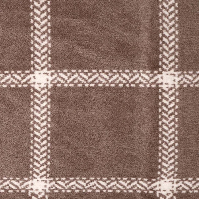 Koc bawełniany 150x200 Hampton w kratę z frędzlami, brązowy i biały
