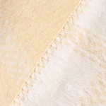 Koc bawełniany 150x200 Vanilla w kratę z frędzlami, kremowy